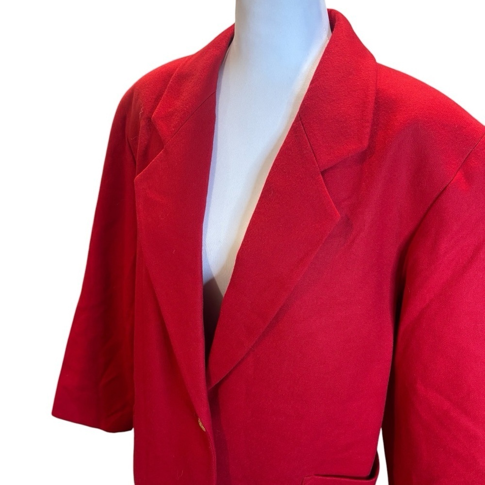 Authentic Burberry Vintage Red Wool Blazer Gold Button Designer Jacket - Picture 11 of 14